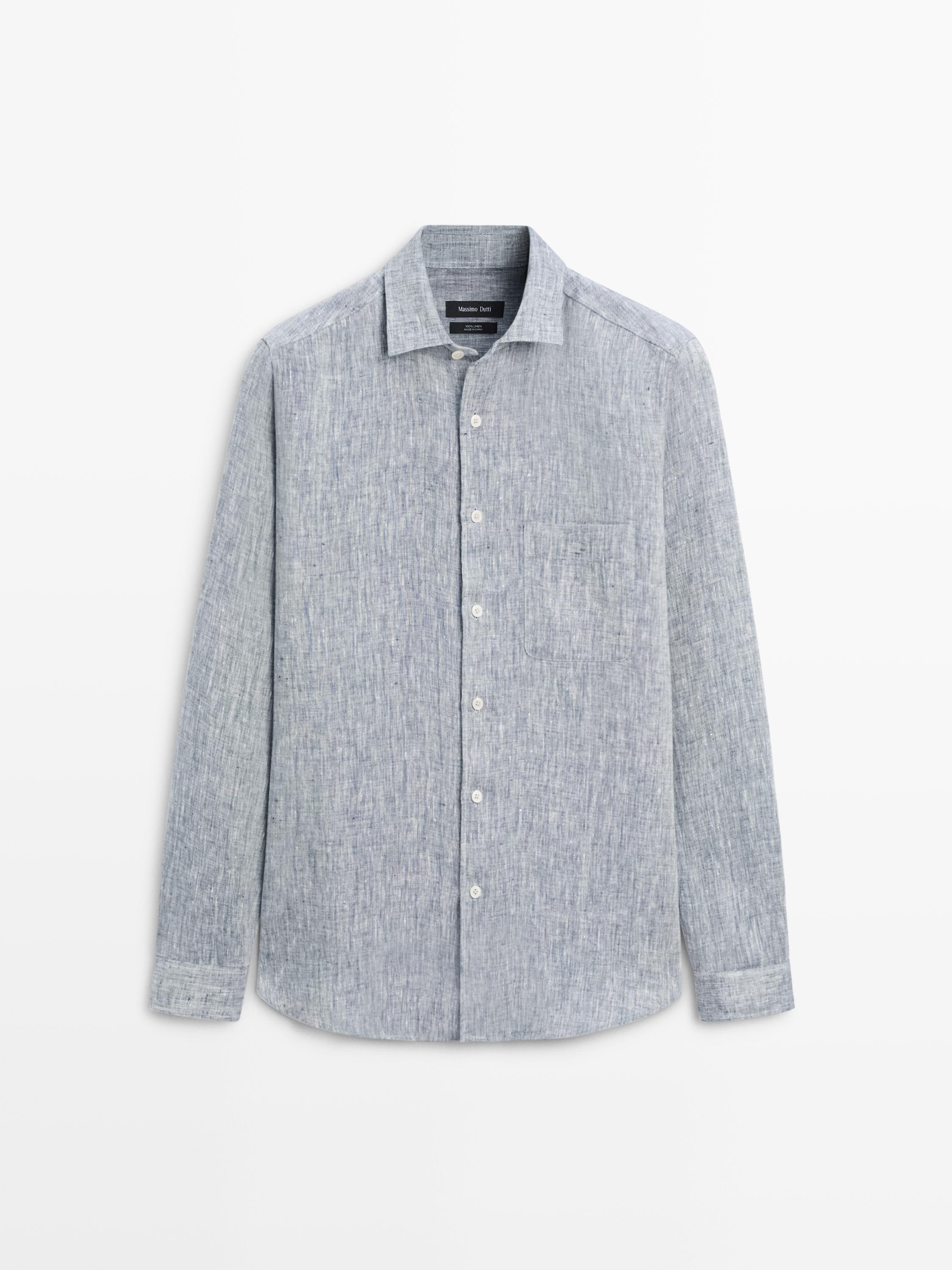 Chemise regular fit poche lin